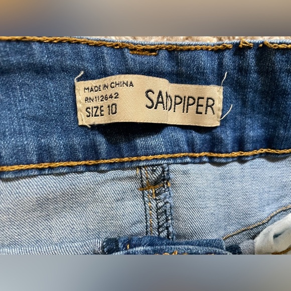 Embroidered Distressed Denim Pencil Skirt - Picture 4 of 4